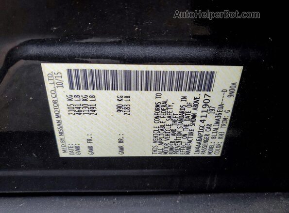 1N4AA6AP1GC411907 2016 NISSAN MAXIMA Black ძრავის განყოფილების ხედი