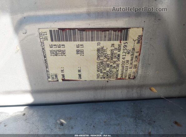 1N4AA6AP2GC412595 2016 NISSAN MAXIMA Silver Вид підкапотного простору