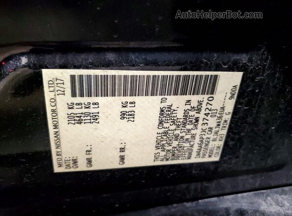 1N4AA6AP3JC374270 2018 NISSAN MAXIMA Black Вид підкапотного простору