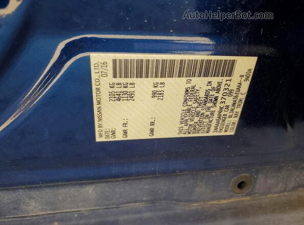 1N4AA6AP4HC370321 2017 NISSAN MAXIMA PLATINUM Синий Вид наклейки с VIN-кодом