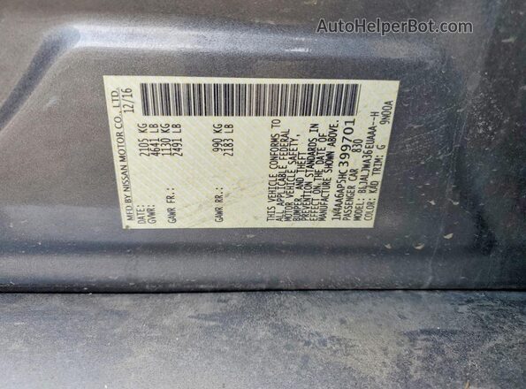 1N4AA6AP5HC399701 2017 NISSAN MAXIMA Gray Widok komory silnika