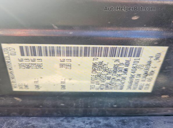 1N4AA6AP8HC408701 2017 NISSAN MAXIMA Black Շարժիչի բաժամունքի տեսք