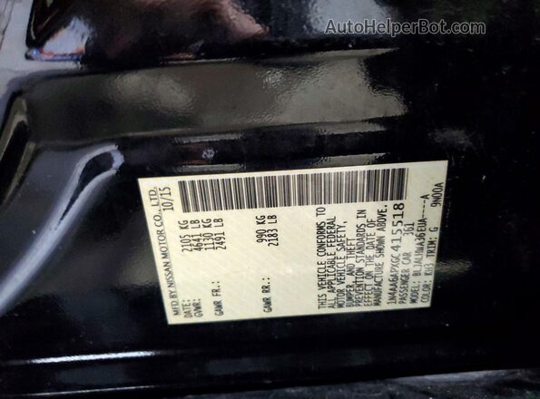 1N4AA6APXGC415518 2016 NISSAN MAXIMA Black Շարժիչի բաժամունքի տեսք