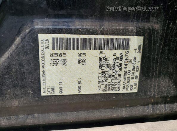 1N4AA6APXGC440676 2016 NISSAN MAXIMA Black Вид підкапотного простору