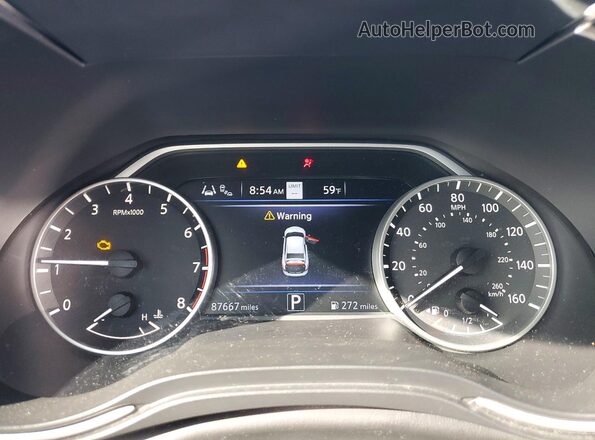1N4AA6AV8KC371607 2019 NISSAN MAXIMA White Вид щитка приладів