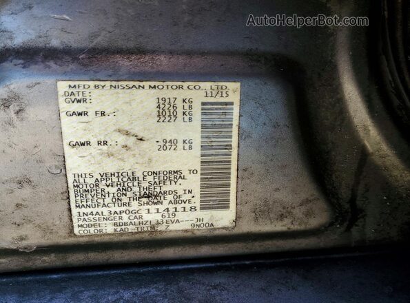 1N4AL3AP0GC114118 2016 NISSAN ALTIMA Серый Вид подкапотного пространства