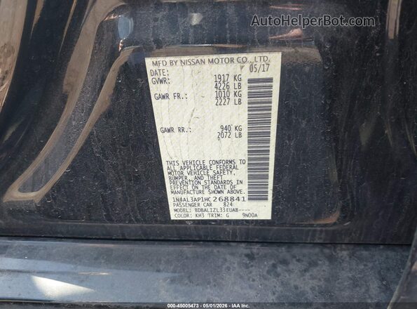 1N4AL3AP1HC268841 2017 NISSAN ALTIMA Black ძრავის განყოფილების ხედი