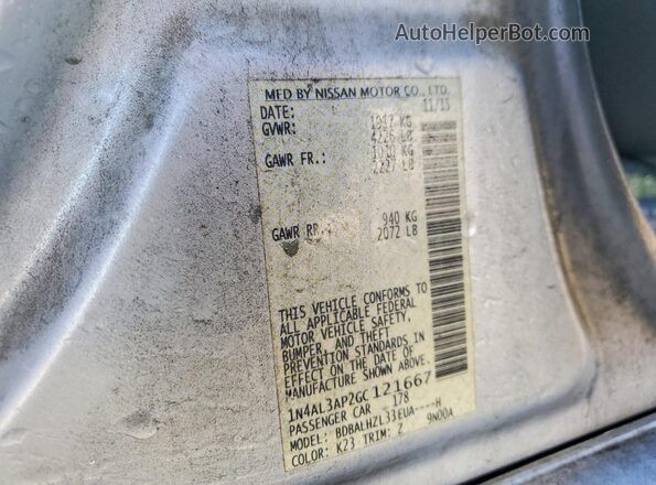 1N4AL3AP2GC121667 2016 NISSAN ALTIMA Silver Vista del compartimento del motor