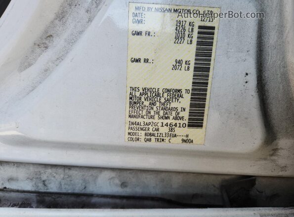 1N4AL3AP2GC146410 2016 NISSAN ALTIMA White Engine compartment view