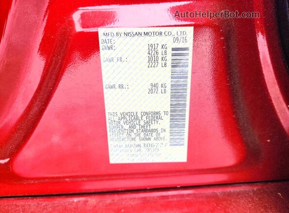 1N4AL3AP2HN306727 2017 NISSAN ALTIMA Красный Вид подкапотного пространства