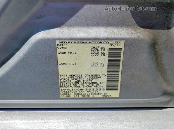 1N4AL3AP2HN363333 2017 NISSAN ALTIMA Silver Вид підкапотного простору
