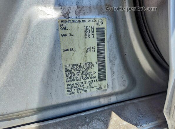 1N4AL3AP2JC194318 2018 NISSAN ALTIMA Silver Շարժիչի բաժամունքի տեսք