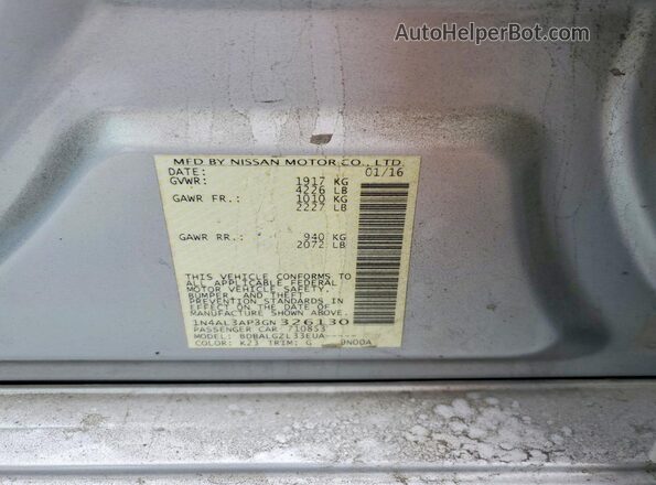 1N4AL3AP3GN326130 2016 NISSAN ALTIMA Silver Widok komory silnika