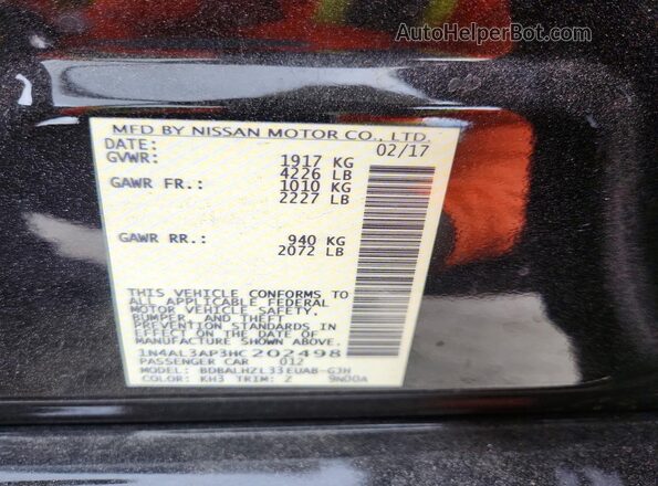 1N4AL3AP3HC202498 2017 NISSAN ALTIMA Black VIN sticker view