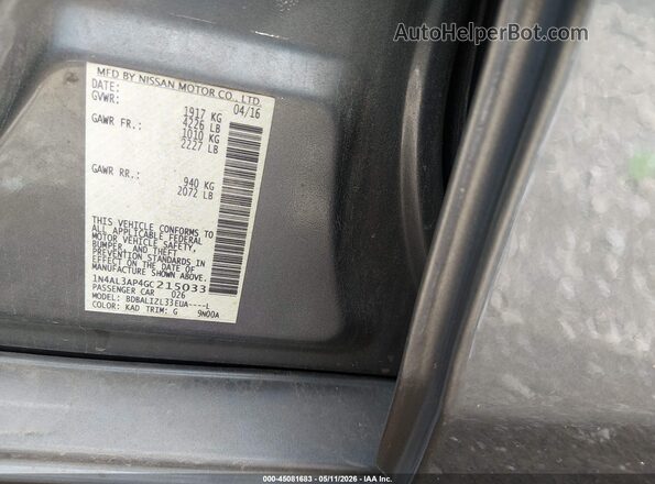 1N4AL3AP4GC215033 2016 NISSAN ALTIMA Черный Вид подкапотного пространства