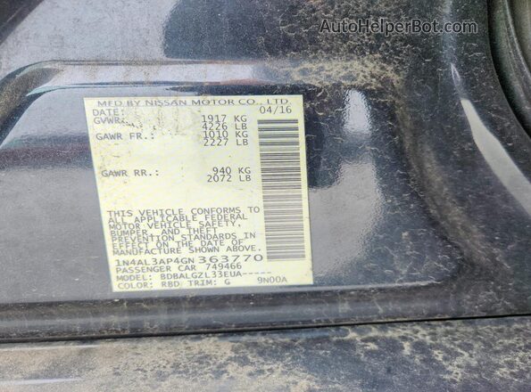 1N4AL3AP4GN363770 2016 NISSAN ALTIMA Charcoal Vista del compartimento del motor