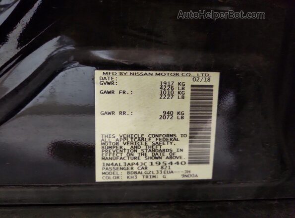 1N4AL3AP4JC195440 2018 NISSAN ALTIMA Black Engine compartment view