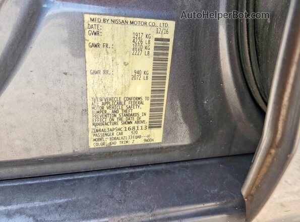 1N4AL3AP5HC168113 2017 NISSAN ALTIMA Gray Widok komory silnika