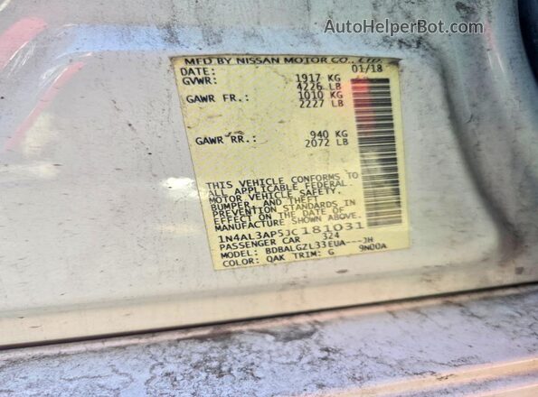 1N4AL3AP5JC181031 2018 NISSAN ALTIMA Черный Вид задних сидений
