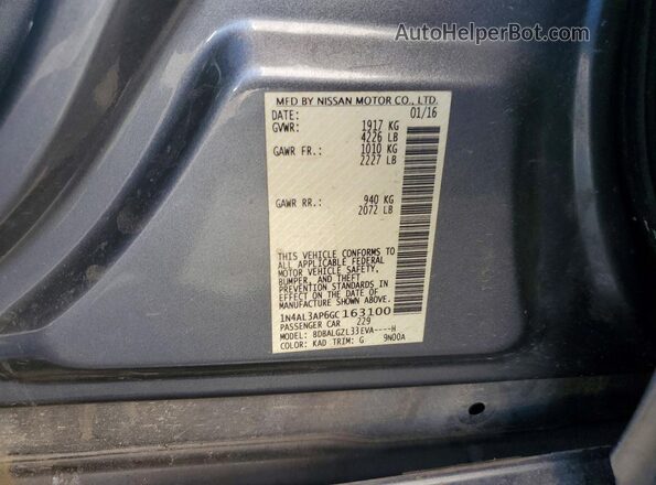 1N4AL3AP6GC163100 2016 NISSAN ALTIMA Gray Widok komory silnika