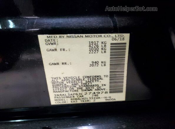 1N4AL3AP6JC274978 2018 NISSAN ALTIMA Black ძრავის განყოფილების ხედი