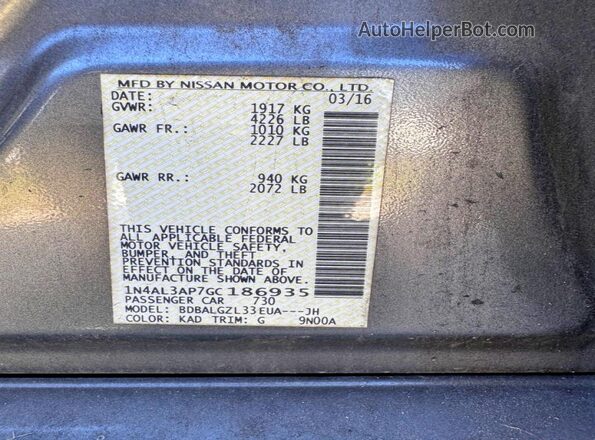 1N4AL3AP7GC186935 2016 NISSAN ALTIMA Gray Vista de los asientos traseros