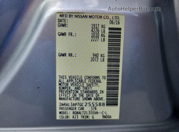 1N4AL3AP7GC255588 2016 NISSAN ALTIMA Silver Engine compartment view