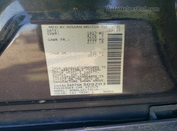 1N4AL3AP7GN309203 2016 NISSAN ALTIMA Черный Вид подкапотного пространства