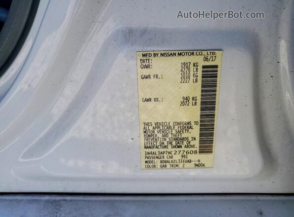 1N4AL3AP7HC277608 2017 NISSAN ALTIMA Белый Вид подкапотного пространства