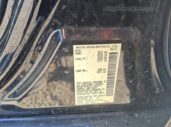 1N4AL3AP7HC283893 2017 NISSAN ALTIMA Black ძრავის განყოფილების ხედი