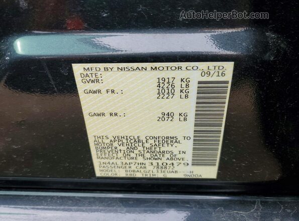 1N4AL3AP7HN310479 2017 NISSAN ALTIMA Угольный Вид подкапотного пространства