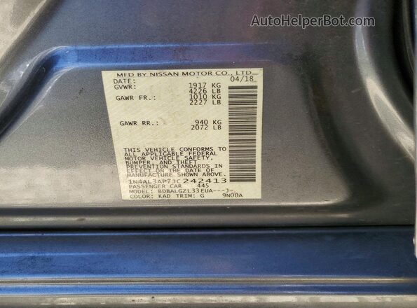 1N4AL3AP7JC242413 2018 NISSAN ALTIMA Gray Vista del compartimento del motor