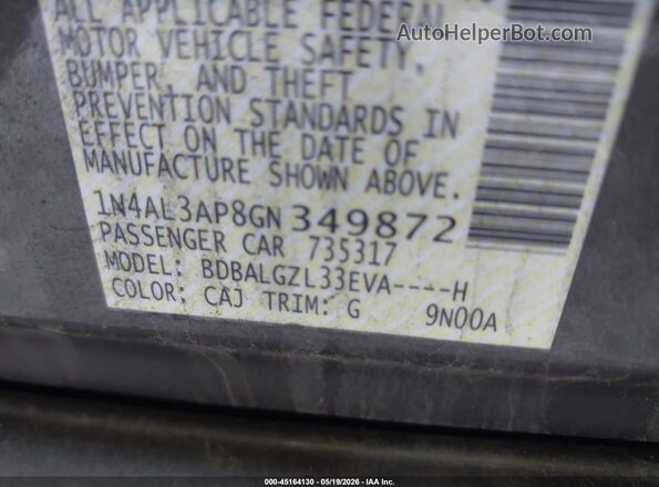 1N4AL3AP8GN349872 2016 NISSAN ALTIMA Серый Вид подкапотного пространства