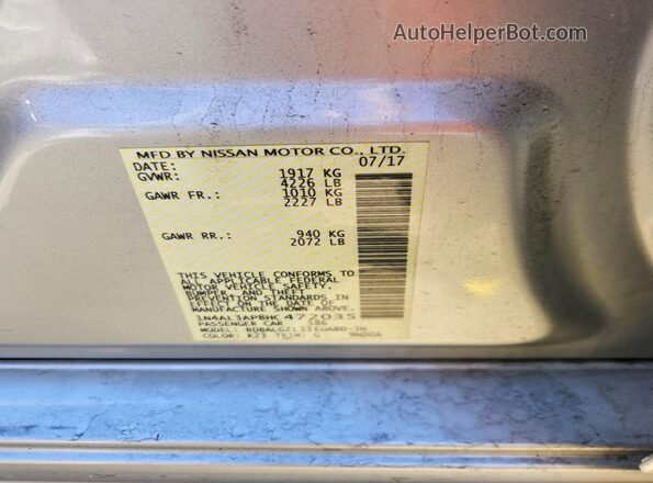 1N4AL3AP8HC472035 2017 NISSAN ALTIMA Silver Շարժիչի բաժամունքի տեսք