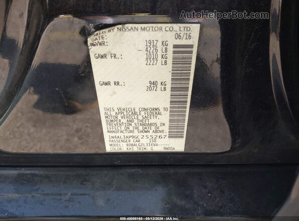 1N4AL3AP9GC255267 2016 NISSAN ALTIMA Черный Вид подкапотного пространства