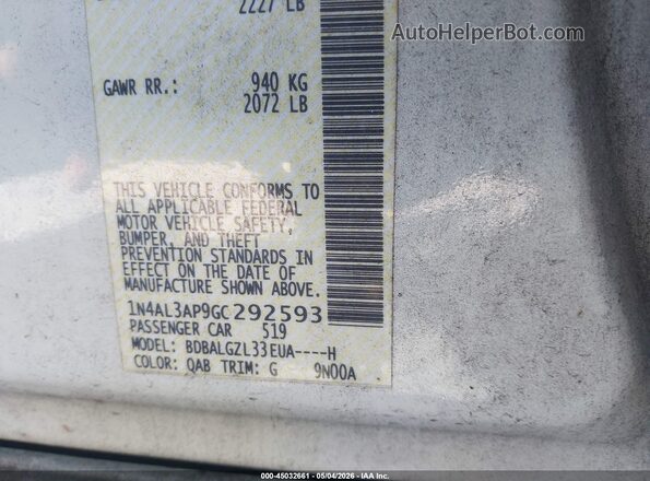 1N4AL3AP9GC292593 2016 NISSAN ALTIMA Белый Вид подкапотного пространства