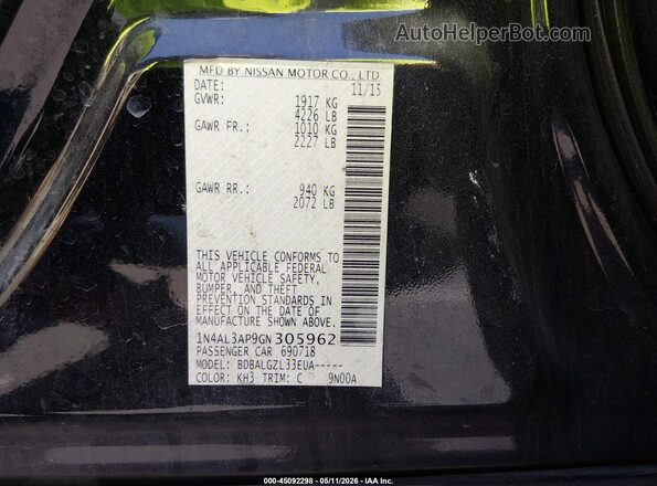 1N4AL3AP9GN305962 2016 NISSAN ALTIMA Черный Вид подкапотного пространства