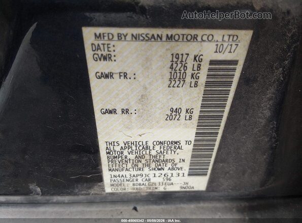 1N4AL3AP9JC126131 2018 NISSAN ALTIMA Black Widok komory silnika