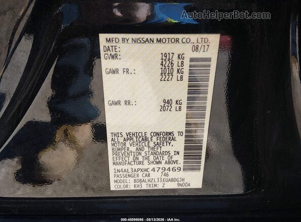 1N4AL3APXHC479469 2017 NISSAN ALTIMA Black Շարժիչի բաժամունքի տեսք