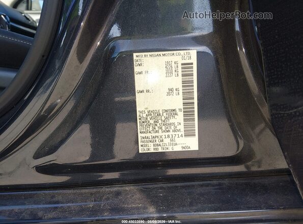 1N4AL3APXJC183714 2018 NISSAN ALTIMA Black Vista del compartimento del motor