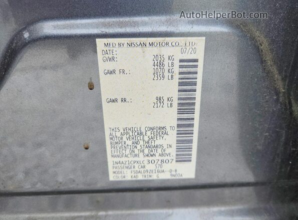 1N4AZ1CPXLC307807 2020 NISSAN LEAF Gray Widok komory silnika
