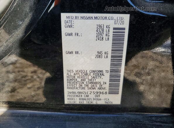 1N4BL4BV2LC259968 2020 NISSAN ALTIMA Black Շարժիչի բաժամունքի տեսք