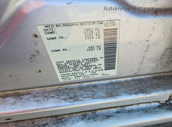 1N4BL4BV5LC215348 2020 NISSAN ALTIMA Серебряный Вид подкапотного пространства