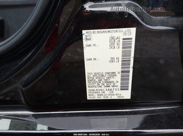 1N4BL4CV4LC166755 2020 NISSAN ALTIMA Black ძრავის განყოფილების ხედი