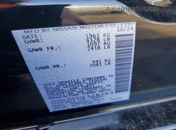 1N4BL4DV1SN328763 2025 NISSAN ALTIMA Черный Вид подкапотного пространства