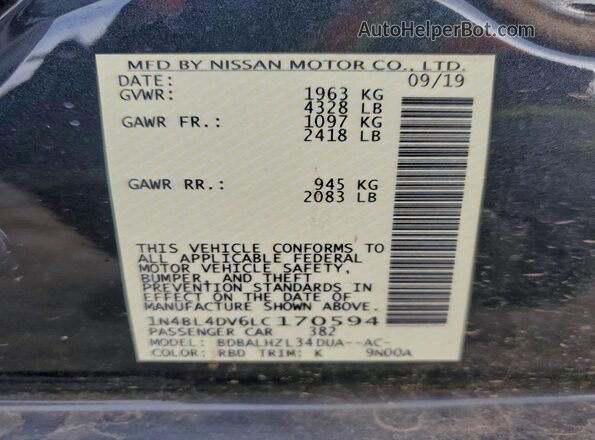 1N4BL4DV6LC170594 2020 NISSAN ALTIMA Blue Շարժիչի բաժամունքի տեսք