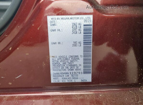 1N4BL4DV6RN319793 2024 NISSAN ALTIMA Бордовый Вид подкапотного пространства