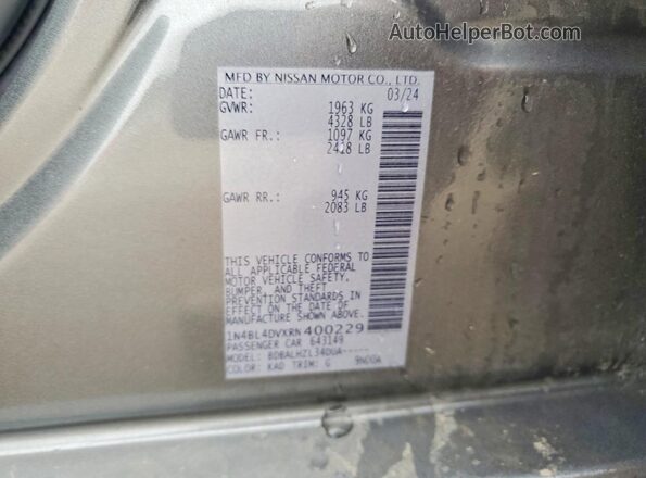 1N4BL4DVXRN400229 2024 NISSAN ALTIMA Серебряный Вид подкапотного пространства