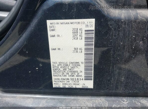 1N4BL4DW1MN301834 2021 NISSAN ALTIMA Серый Вид подкапотного пространства