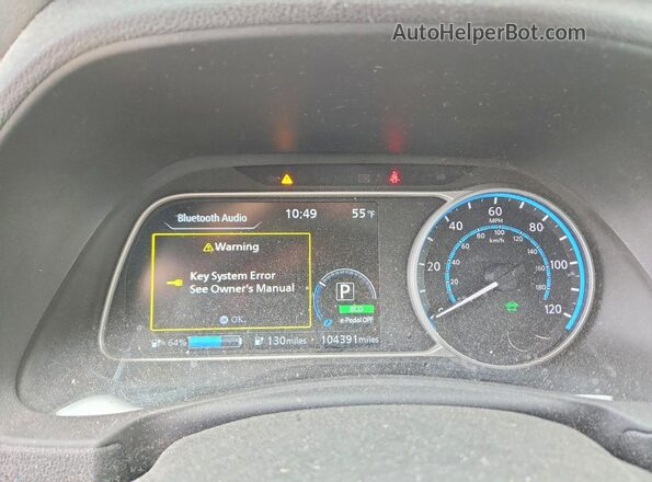 1N4BZ1CP2KC318237 2019 NISSAN LEAF White ხელსაწყოთა პანელის ხედი
